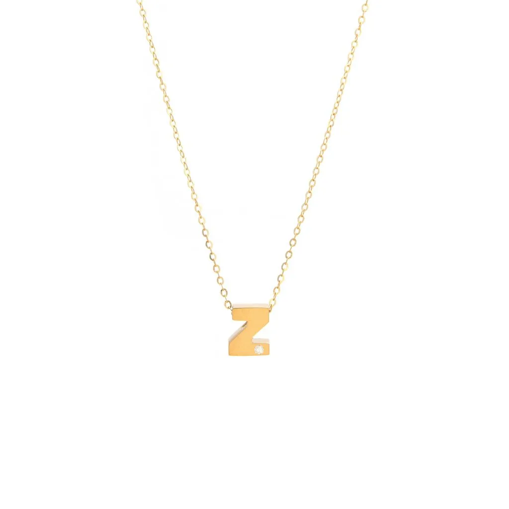 14K Gold Initial "Z" Necklace (Diamond)