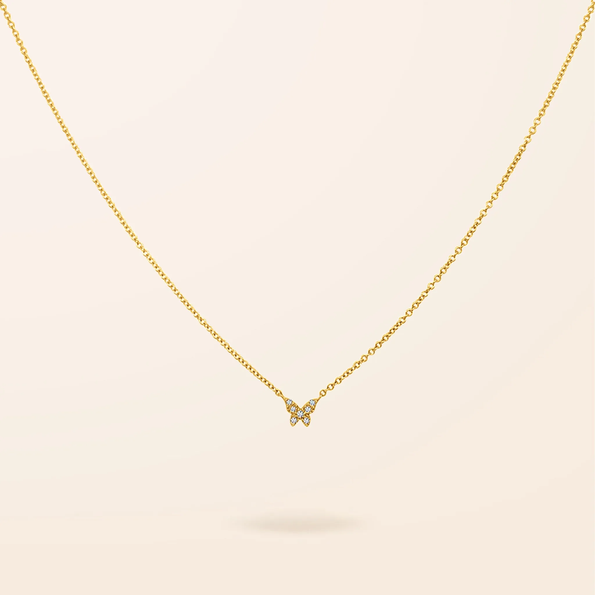 14K Gold Mini Diamond Butterfly Necklace