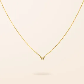 14K Gold Mini Diamond Butterfly Necklace