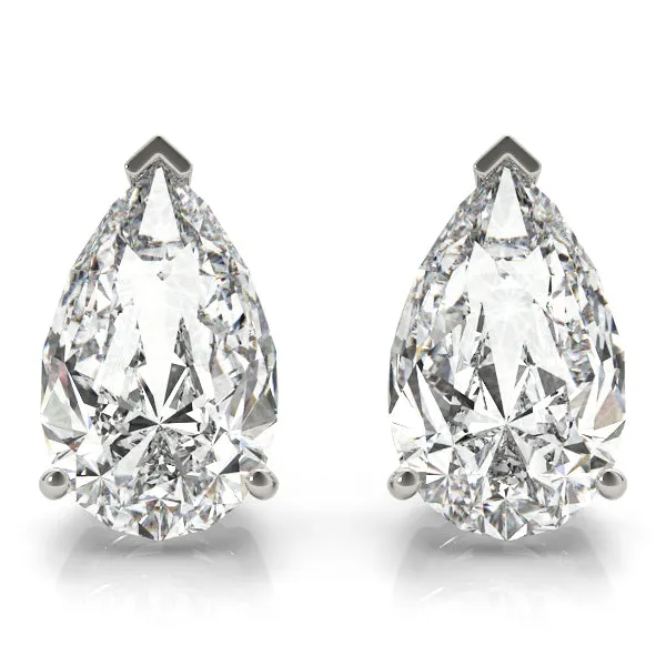 14k Gold Pear Shape Stud Diamond Earring