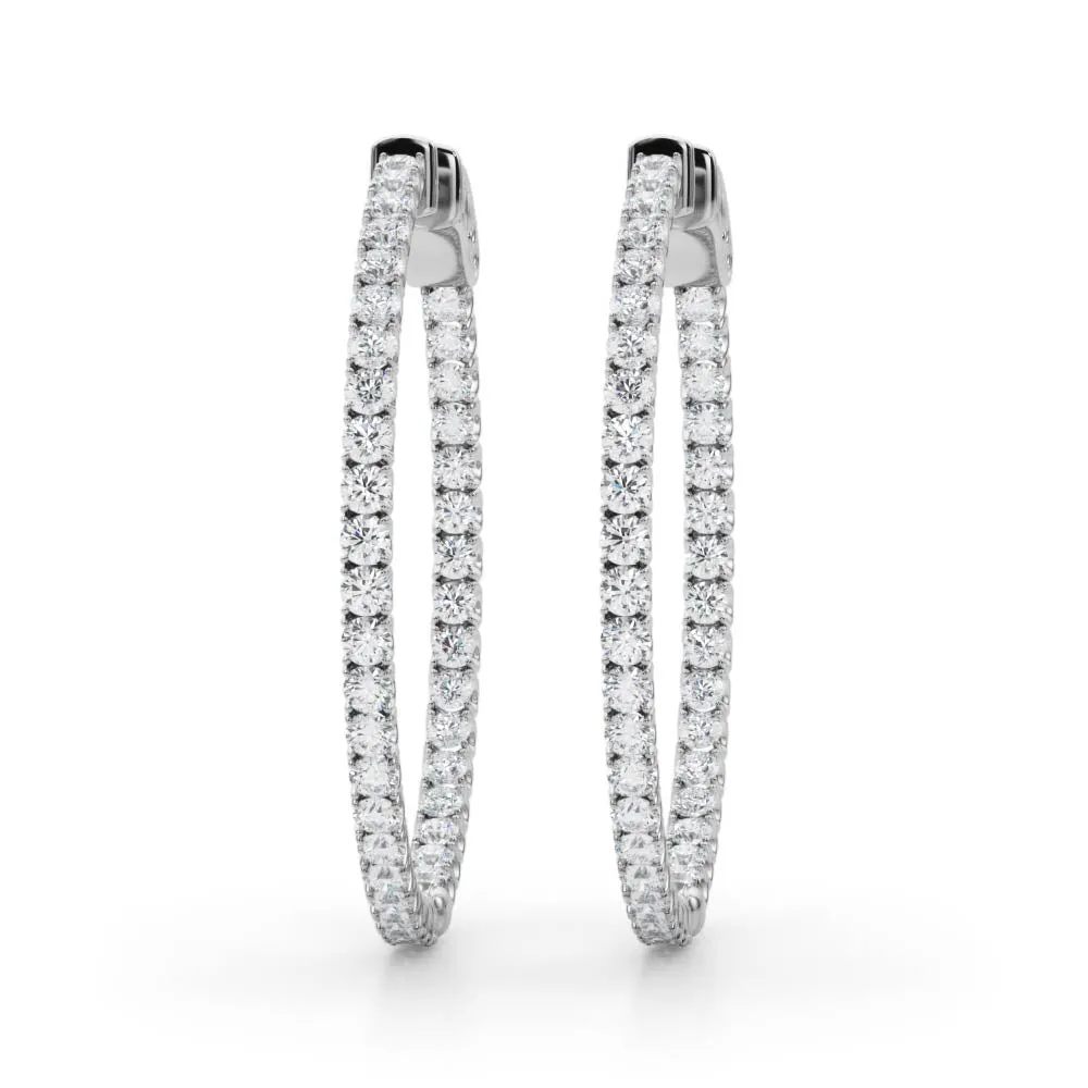 14k Inside Out Hoop Diamond Earring 30mm