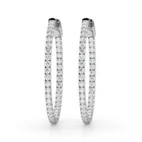 14k Inside Out Hoop Diamond Earring 30mm