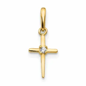 14k Madi K C.Z Stone Childrens Cross Pendant