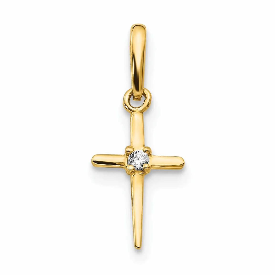 14k Madi K C.Z Stone Childrens Cross Pendant