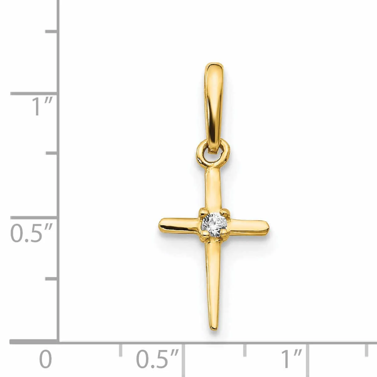 14k Madi K C.Z Stone Childrens Cross Pendant