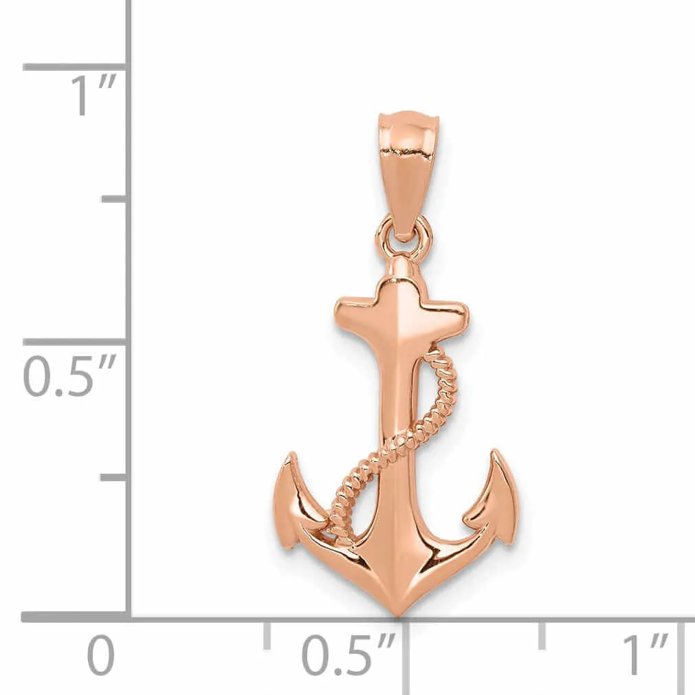 14k Rose Gold Anchor Charm Pendant