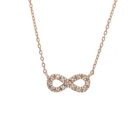 14K Rose Gold Infinity Single Micro Pave Diamond Necklace