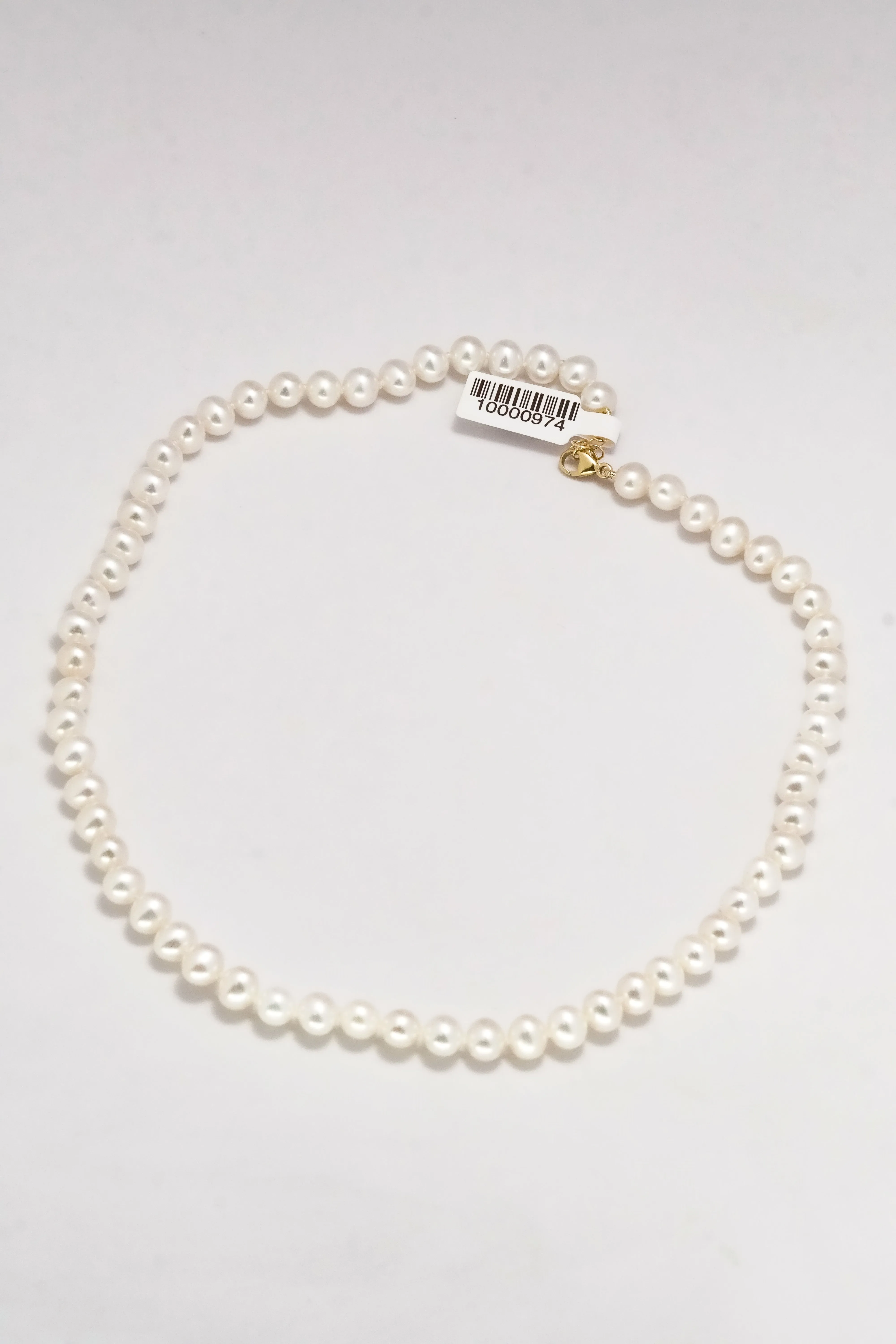 14K Solid Gold Finish Fresh Water Genuine Pearl Necklace