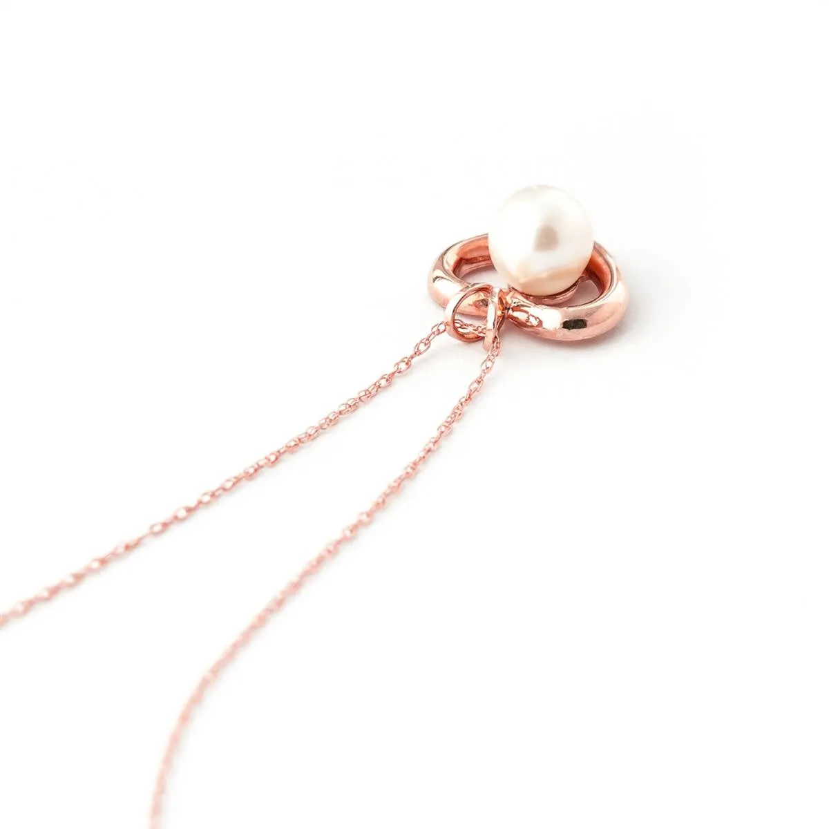 14K Solid Rose Gold Heart Necklace w/ Natural Pearl