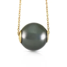 14K Solid Yellow Gold Necklace w/ 16.0 mm Black Shell Pearl