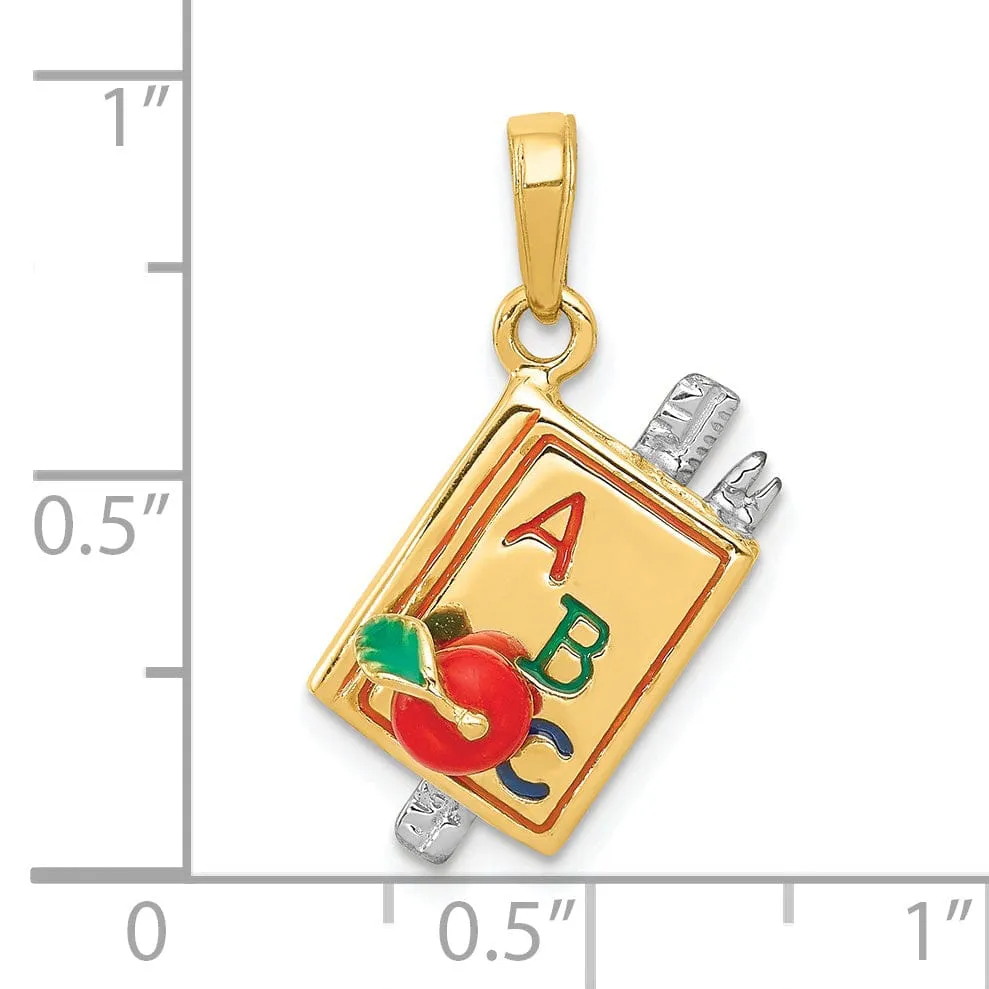 14k Two Tone Gold ABC School Book Pendant