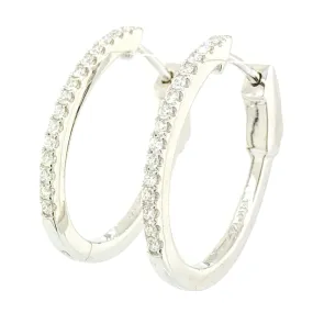 14K W Gold 0.38ctw Diamond Hoop Earrings