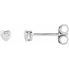 14K White Gold .03 CTW Natural Diamond Youth Heart Earrings