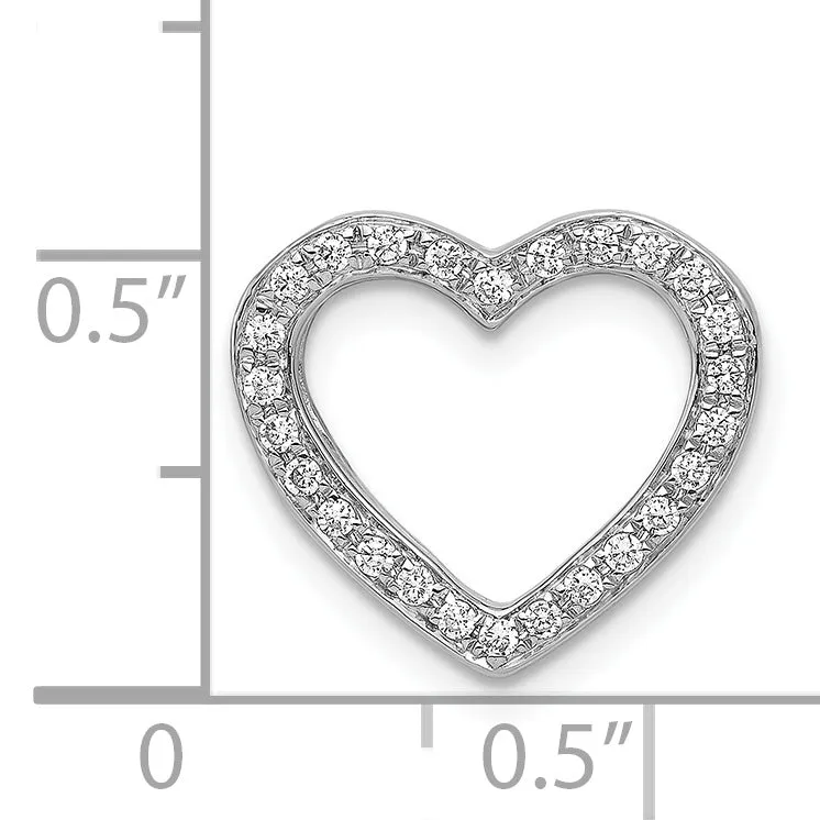 14k White Gold 1/6ct. Diamond Heart Design Chain Slide Pendant