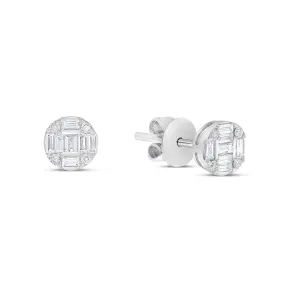 14K White Gold Baguette Diamond Stud Earrings