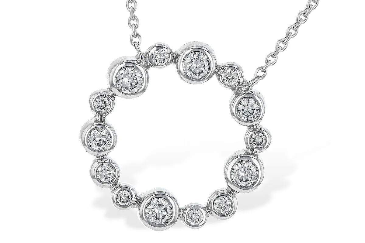 14K White Gold Bezel Set Diamond Circle Necklace, 0.25 Carat TW