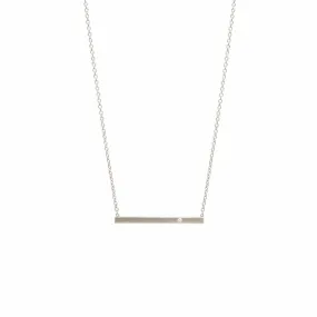 14K White Gold Diamond Bar Necklace