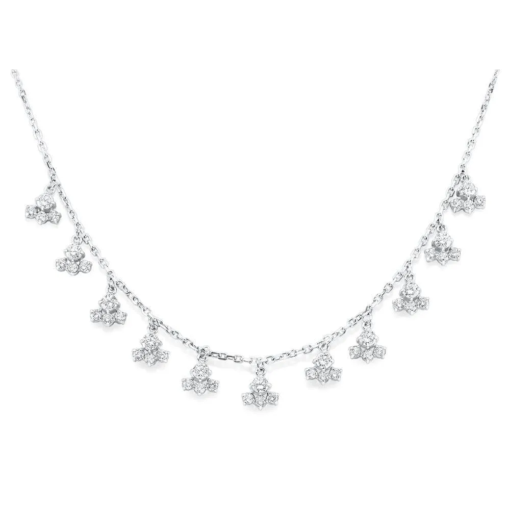 14k White Gold Diamond Dangle Necklace