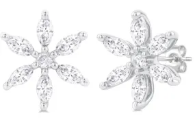 14K White Gold Flower Diamond Fashion Stud Earrings, .40Carat TW