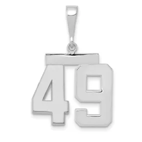 14k White Gold Polished Finish Medium Size Number 49 Charm Pendant