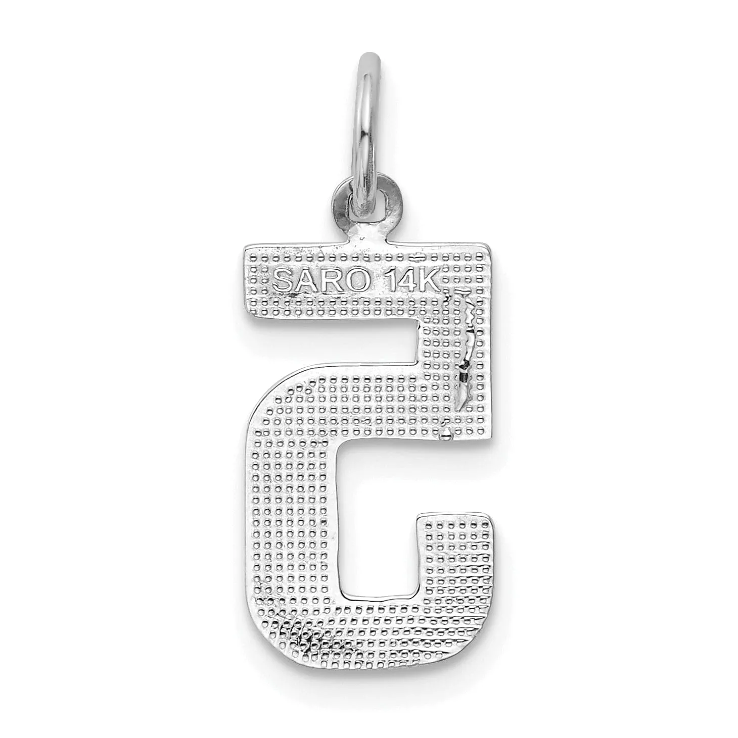 14k White Gold Polished Finish Medium Size Number 5 Charm Pendant