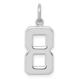 14k White Gold Polished Finish Medium Size Number 8 Charm Pendant