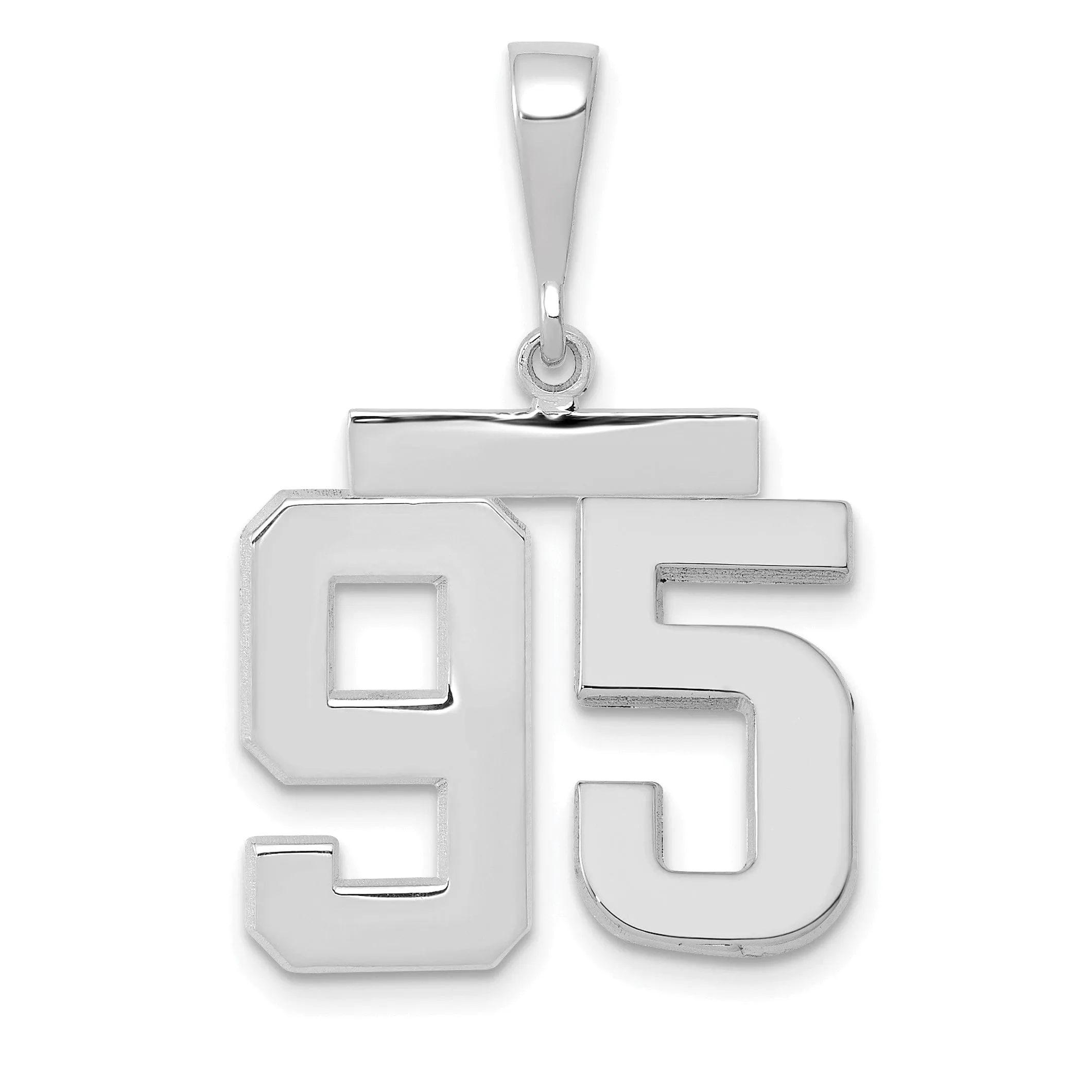 14k White Gold Polished Finish Medium Size Number 95 Charm Pendant