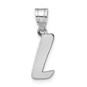 14k White Gold Script Design Letter L Initial Pendant