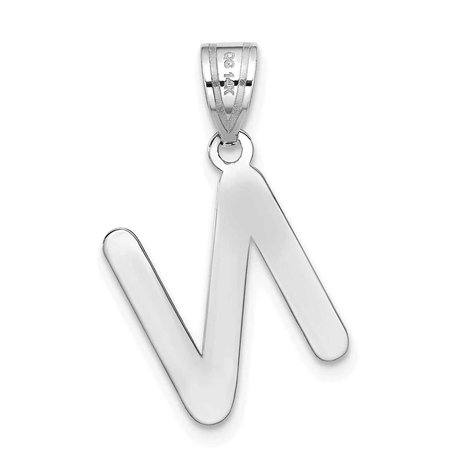 14k White Gold Slanted Design Bubble Letter N Initial Charm Pendant