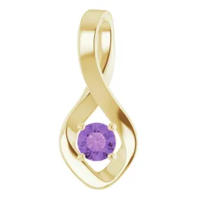 14K Yellow 4 mm Round Natural Amethyst Pendant