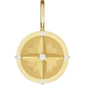 14K Yellow Gold .03 CTW Natural Diamond Compass Charm/Pendant