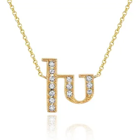 14K Yellow Gold Armenian Initial Diamond Necklace