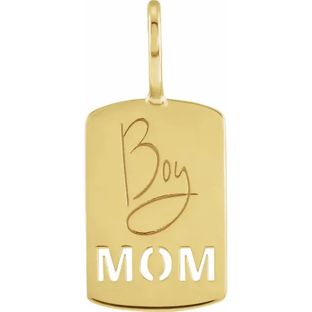 14K Yellow Gold Boy Mom Pendant