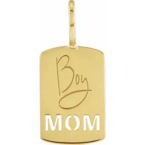 14K Yellow Gold Boy Mom Pendant