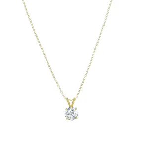 14K Yellow Gold Brilliant Diamond Solitaire Necklace