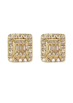 14K Yellow Gold Diamond Baguette Earrings For Men | 0.96 Carats | 4.51 Grams