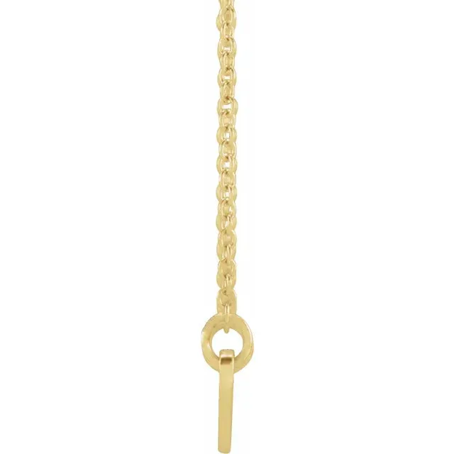 14K Yellow Gold Engravable Curved Bar 18" Necklace