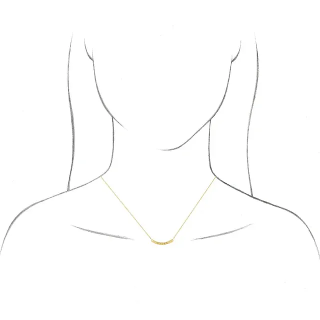 14K Yellow Gold Engravable Curved Bar 18" Necklace