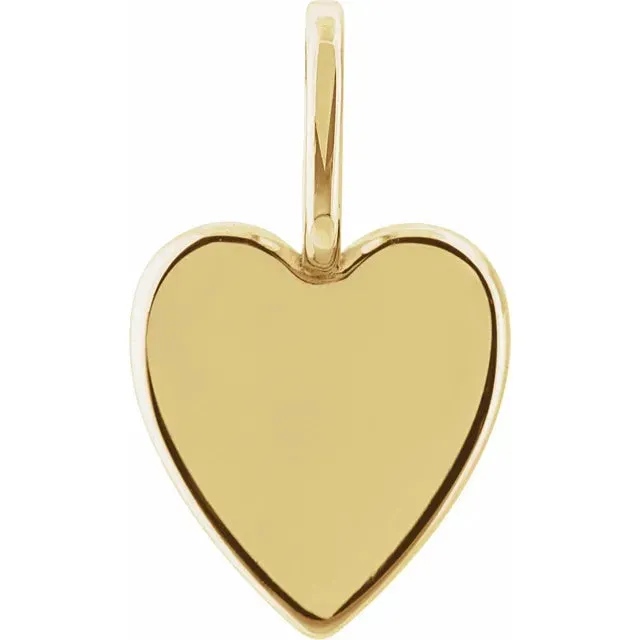 14K Yellow Gold Engravable Heart Pendant