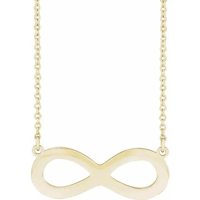 14K Yellow Gold Engravable Infinity Family 18" Necklace