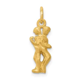 14k Yellow Gold Gemini Zodiac Charm Pendant