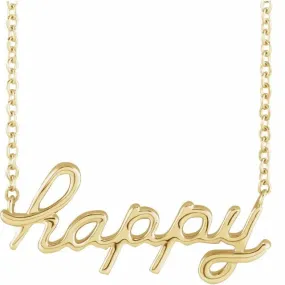 14K Yellow Gold Happy 18" Necklace