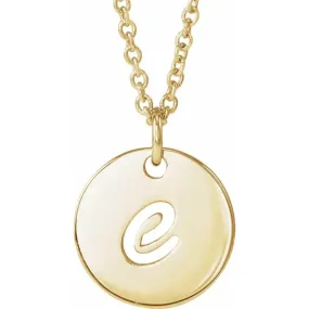 14K Yellow Gold Initial E Script 16-18" Necklace