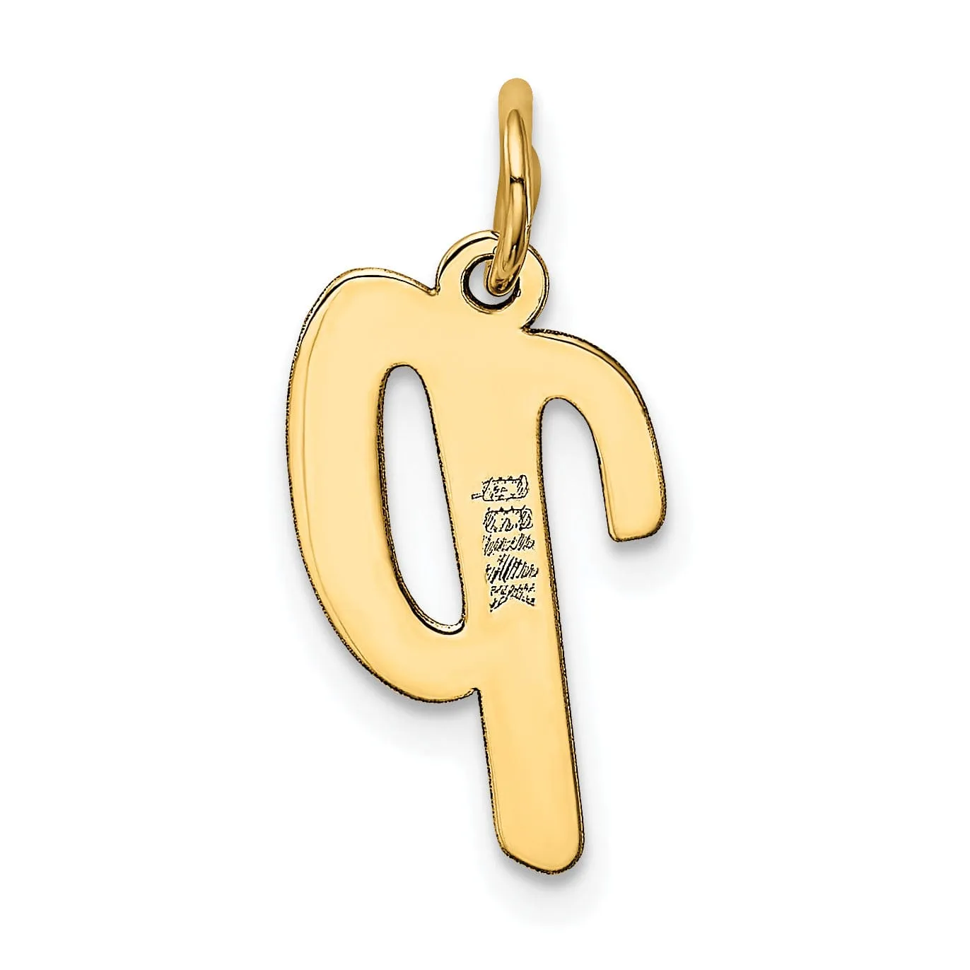 14K Yellow Gold Medium Size Fancy Script Design Letter P Initial Pendant