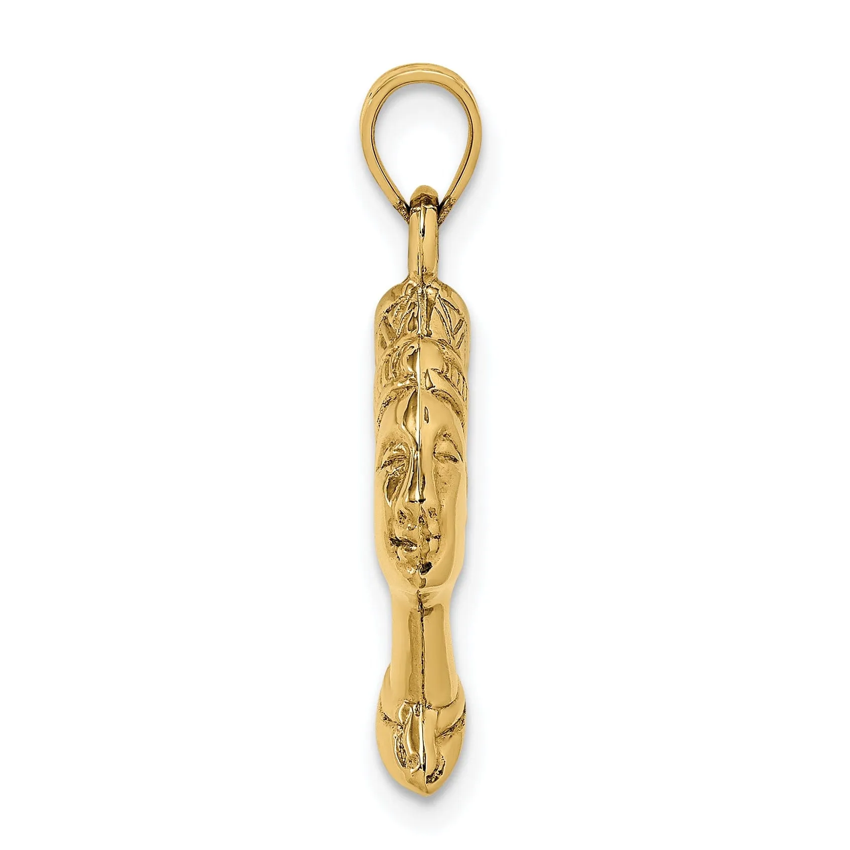 14k Yellow Gold Polished Finish 3-Dimensional Queen Nefertiti Charm Pendant