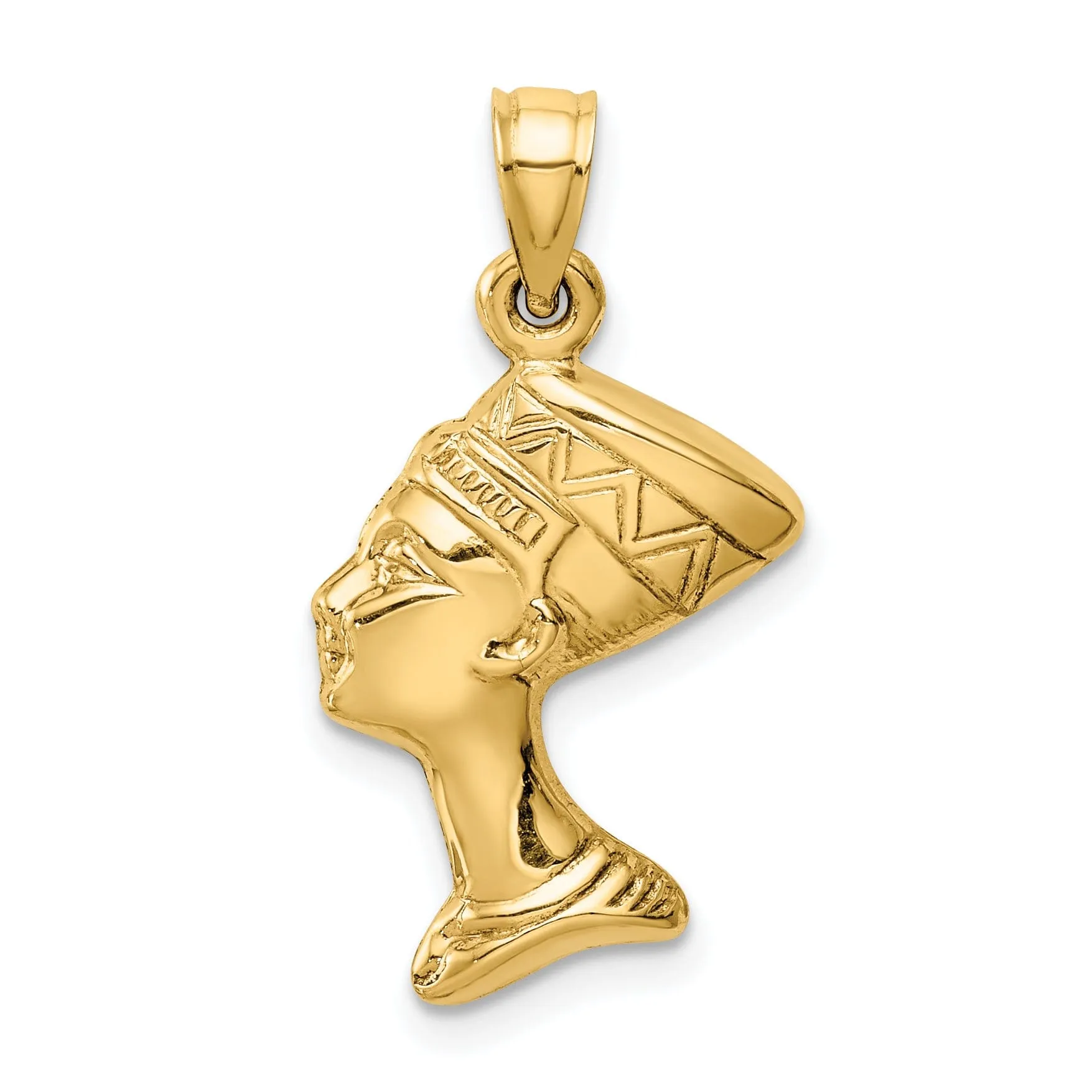 14k Yellow Gold Polished Finish 3-Dimensional Queen Nefertiti Charm Pendant