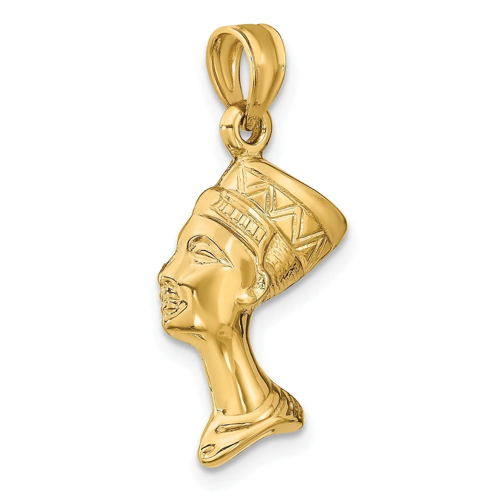 14k Yellow Gold Polished Finish 3-Dimensional Queen Nefertiti Charm Pendant