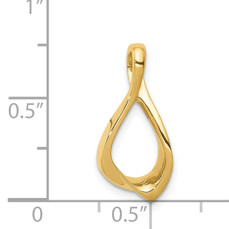 14k Yellow Gold Polished Finish Reversible, Swirl Oval Shape Design Chain Slide Pendant will not fit Omega