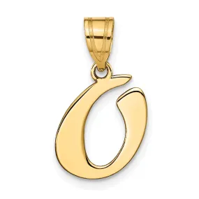 14k Yellow Gold Polished Finish Script Design Letter O Initial Pendant