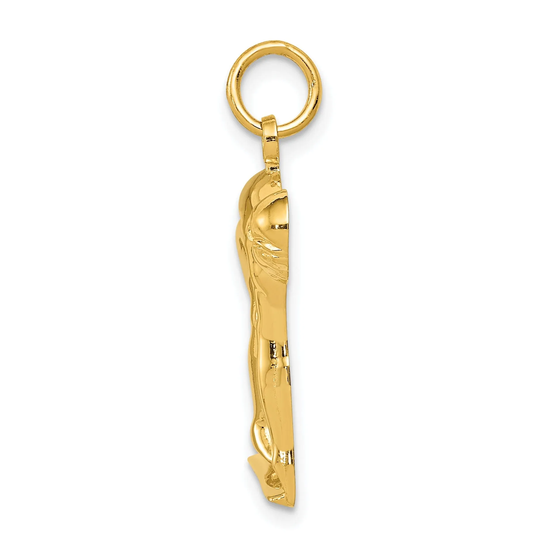 14K Yellow Gold Polished Men's Swimmer/Diver Charm Pendant